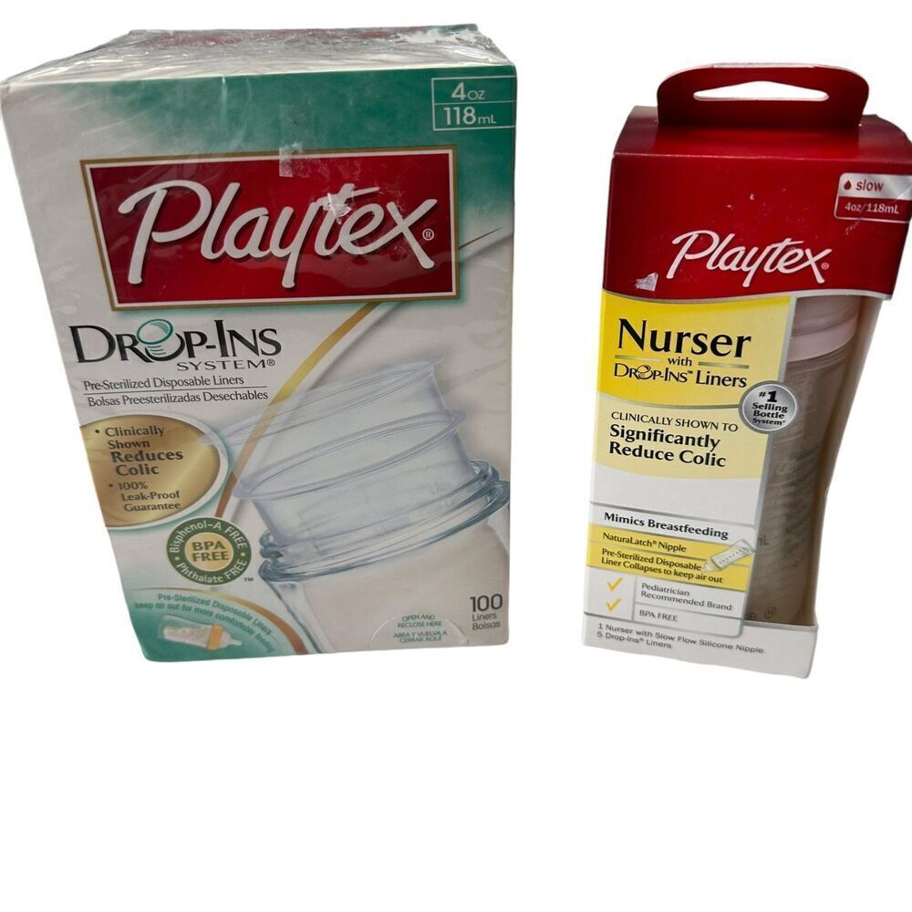 Playtex Drop Ins Disposable Bottle Liners & Bottle 4oz 100 Ct.‎ New Sealed